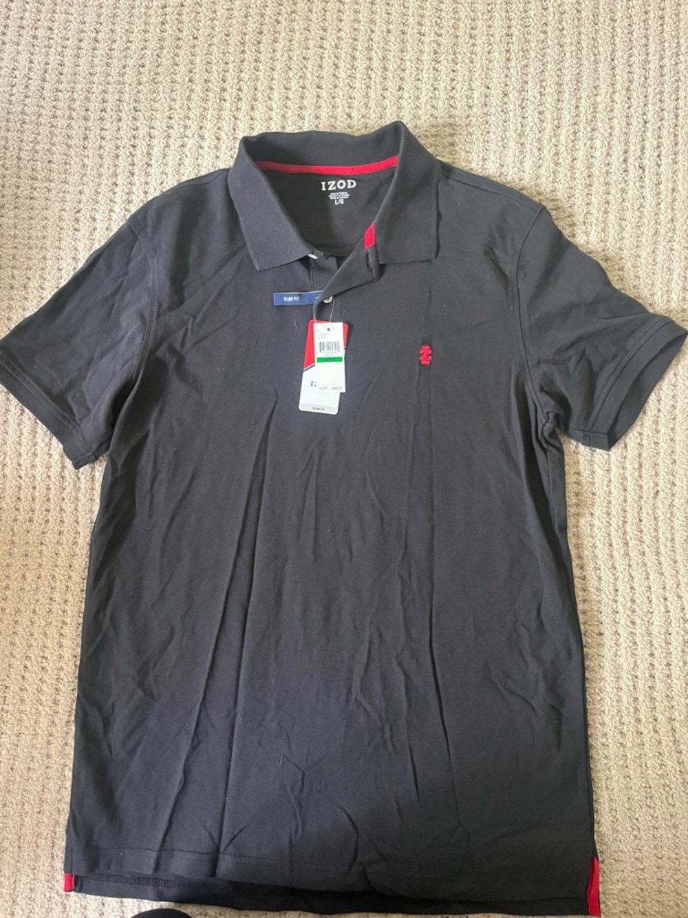 Izod Men's Black Polo with Red Trim
